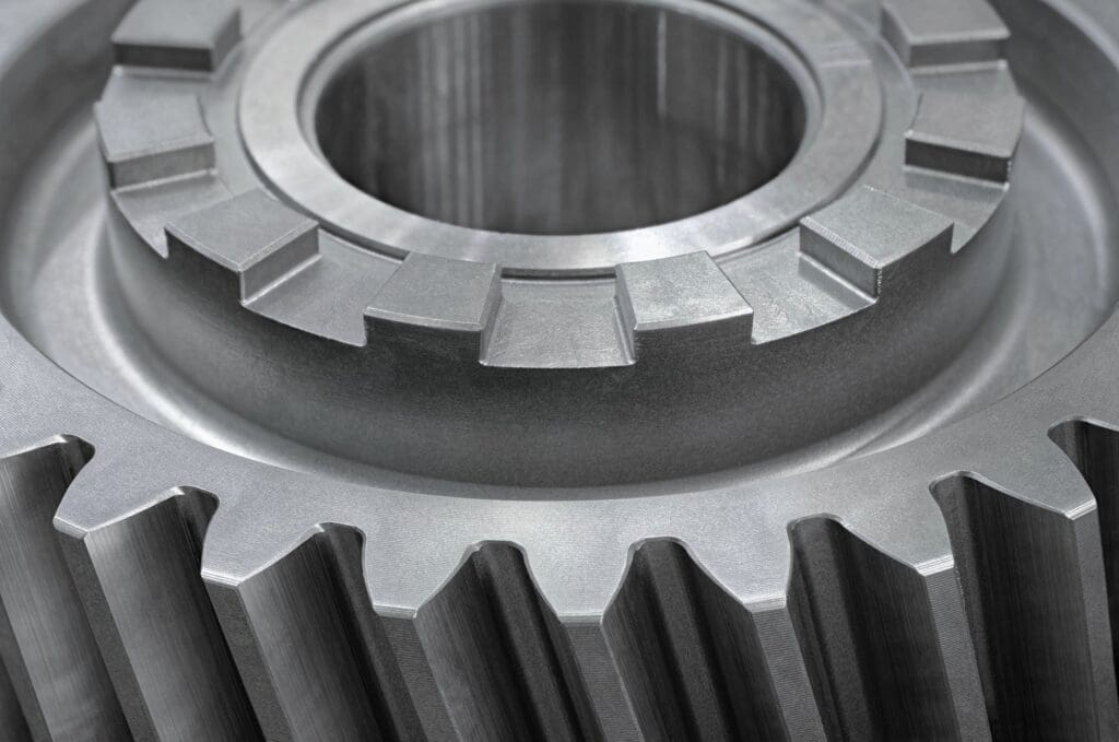 Massive steel gearwheel, part of gear transmission